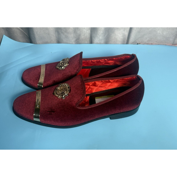 ELANROMAN Men Loafers Velvet Shoes Gold Plate Fashion Penny Slippers Slip on..14 - Picture 4 of 6